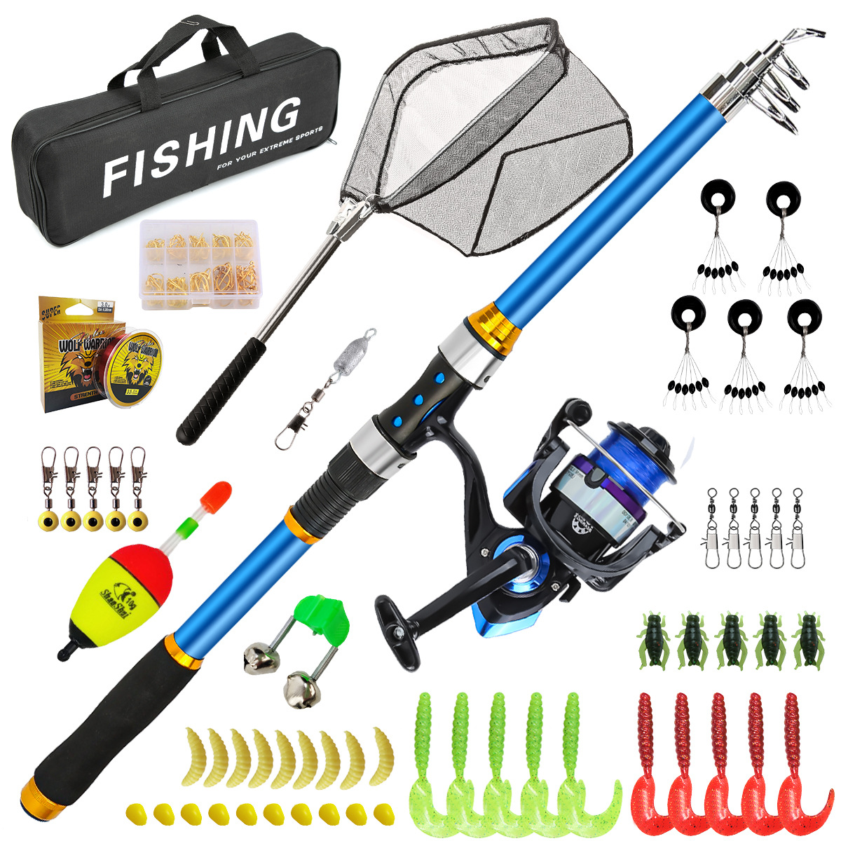 2.1-3.6M Telescopic Glass Fibe - Spincast Reel avaliação e preço
